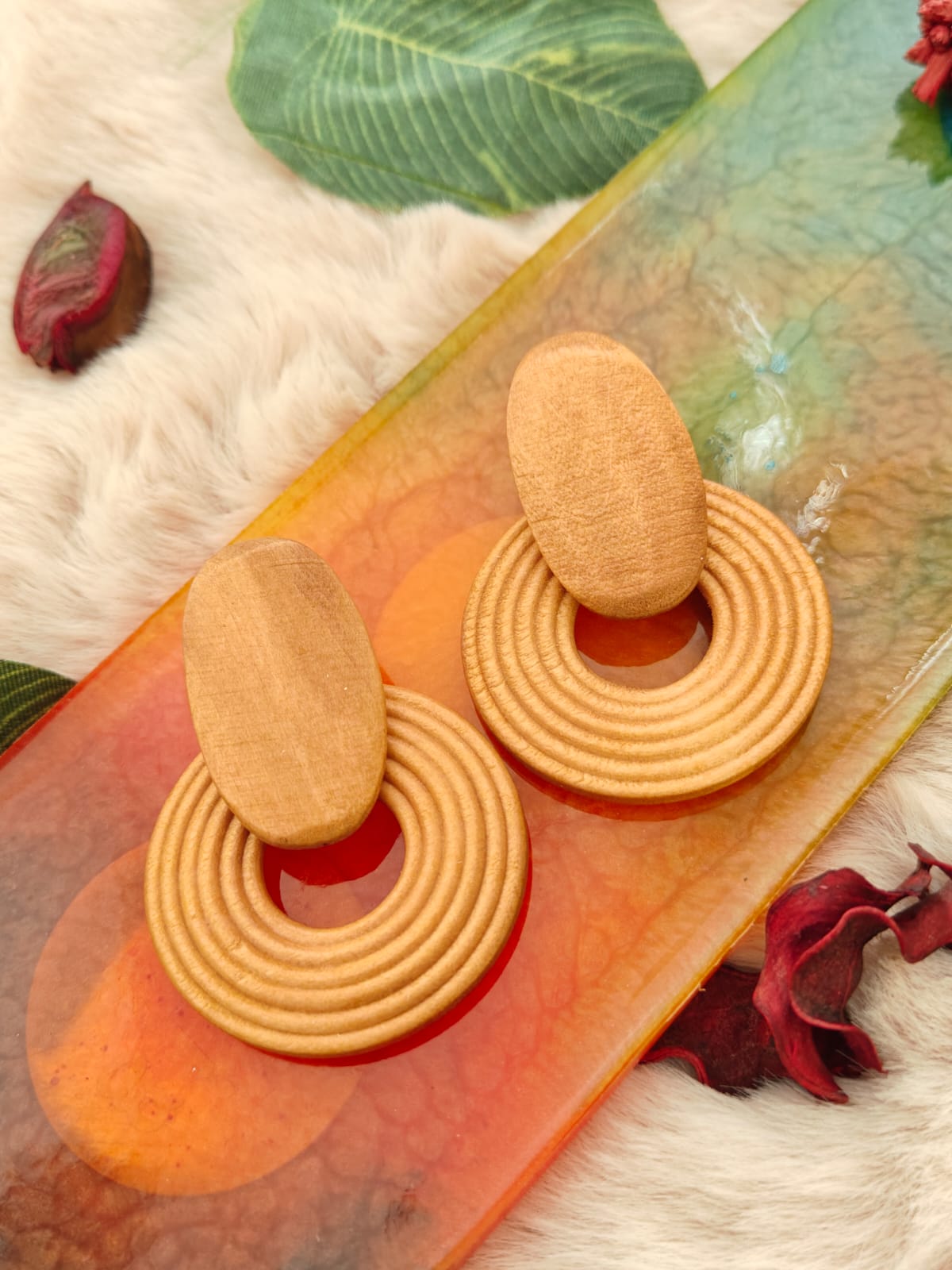Rustic Loop Wooden Earrings