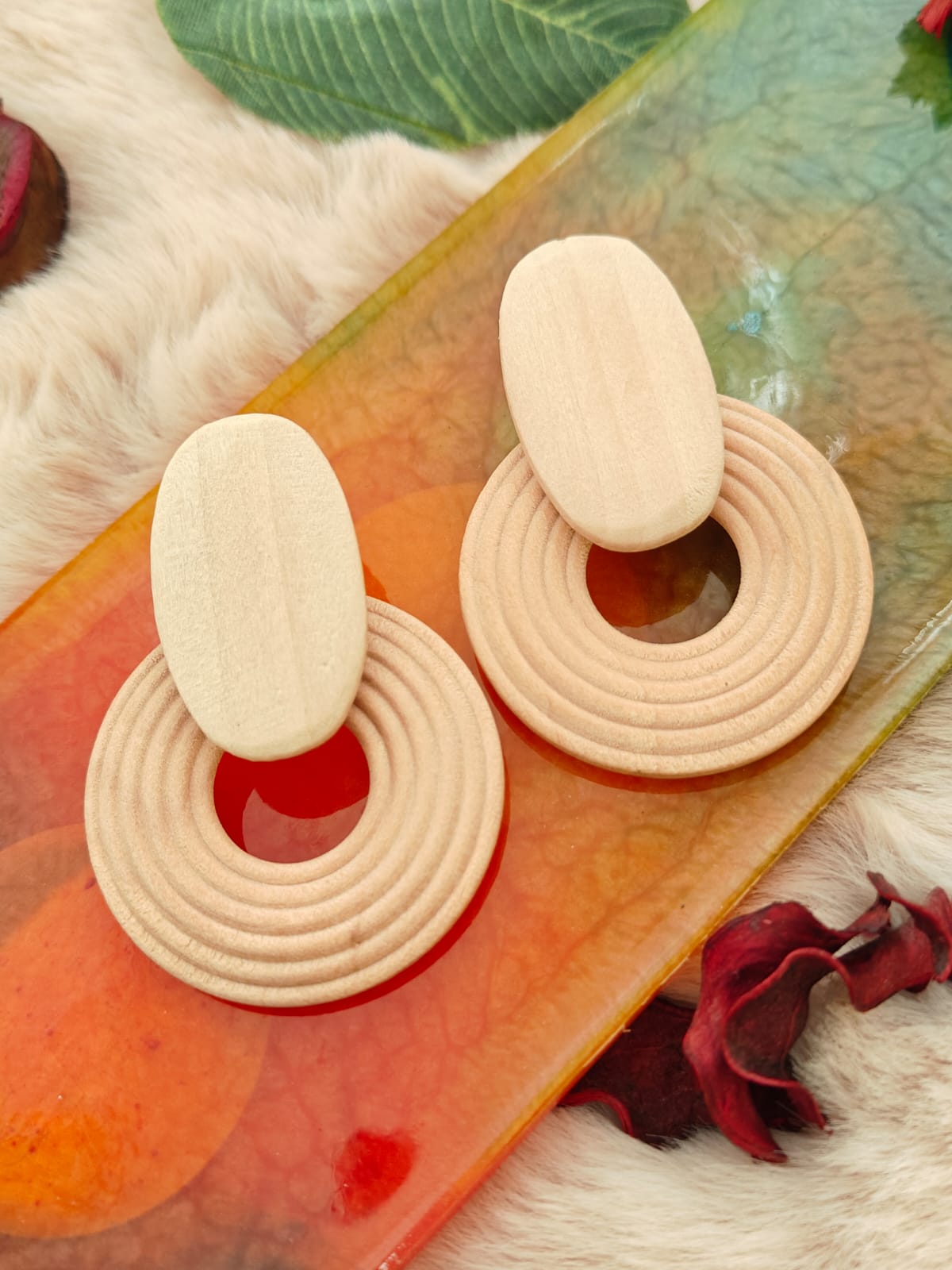 Rustic Loop Wooden Earrings