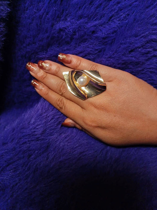Moonlit Petal Ring