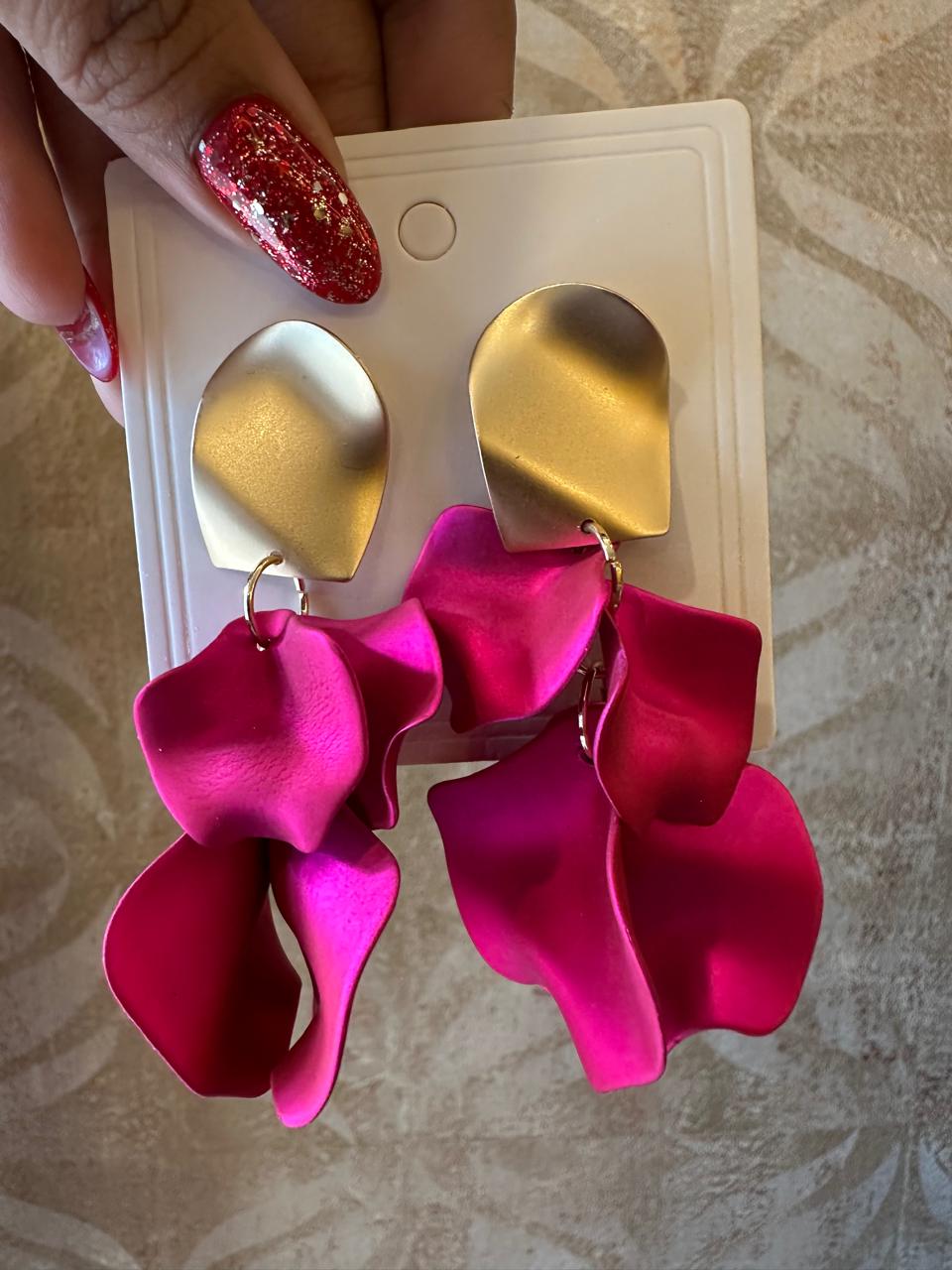 Chic Satin Petal Drop Earrings