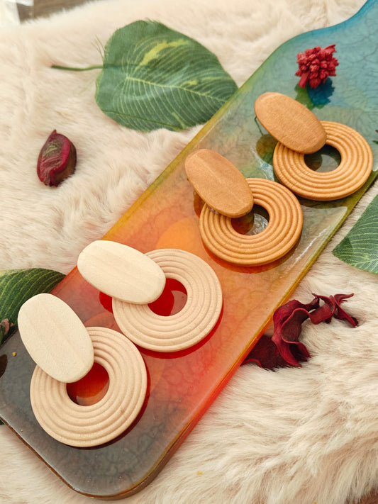 Rustic Loop Wooden Earrings